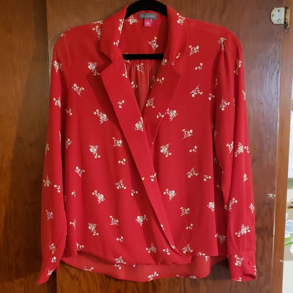Vince Camuto Red Floral Blouse